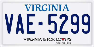 VA license plate VAE5299