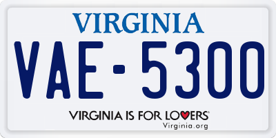 VA license plate VAE5300