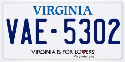 VA license plate VAE5302