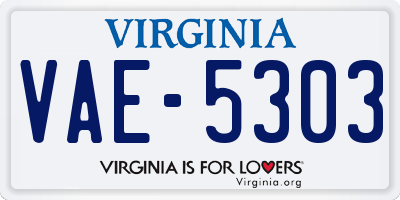 VA license plate VAE5303