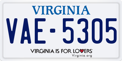 VA license plate VAE5305