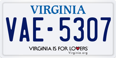 VA license plate VAE5307