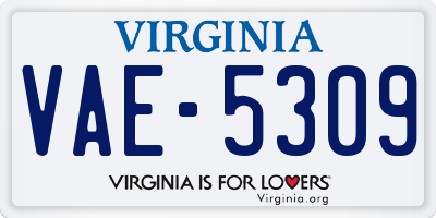 VA license plate VAE5309