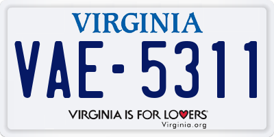 VA license plate VAE5311
