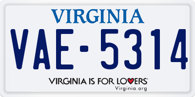VA license plate VAE5314