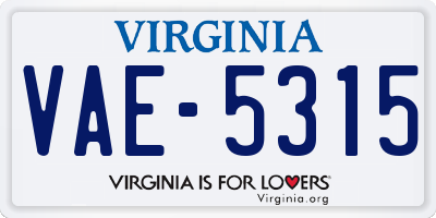 VA license plate VAE5315