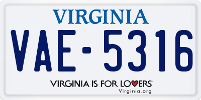 VA license plate VAE5316