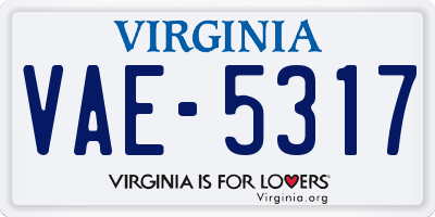 VA license plate VAE5317