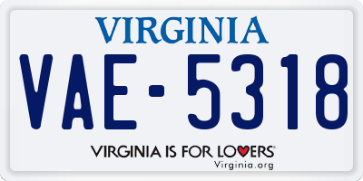 VA license plate VAE5318