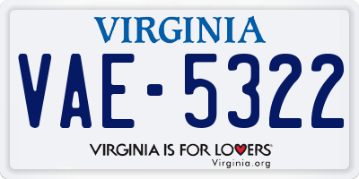 VA license plate VAE5322