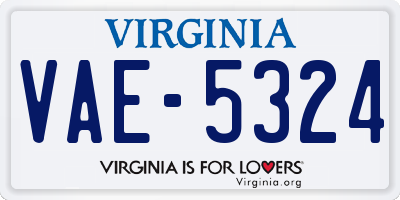 VA license plate VAE5324