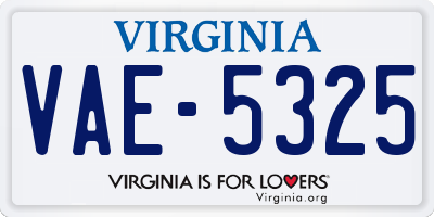 VA license plate VAE5325