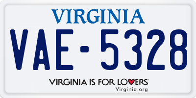 VA license plate VAE5328