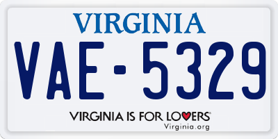 VA license plate VAE5329