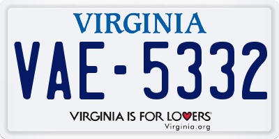 VA license plate VAE5332