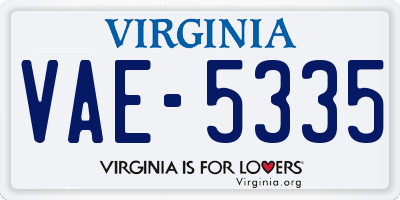 VA license plate VAE5335