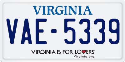 VA license plate VAE5339