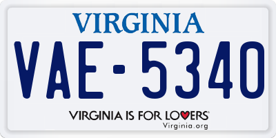 VA license plate VAE5340