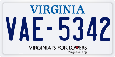 VA license plate VAE5342