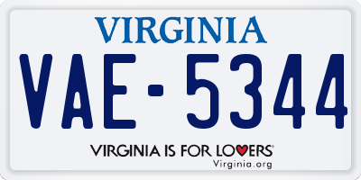 VA license plate VAE5344
