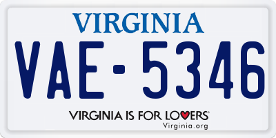 VA license plate VAE5346