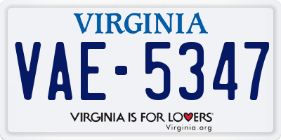 VA license plate VAE5347