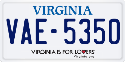 VA license plate VAE5350