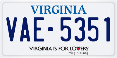 VA license plate VAE5351