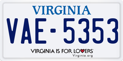VA license plate VAE5353