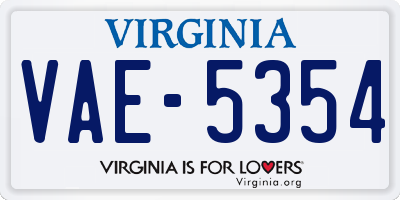 VA license plate VAE5354