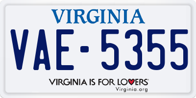 VA license plate VAE5355