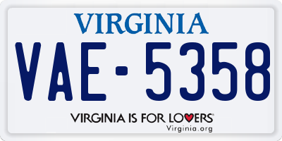VA license plate VAE5358