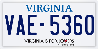 VA license plate VAE5360