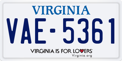 VA license plate VAE5361