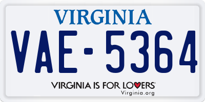 VA license plate VAE5364