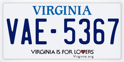 VA license plate VAE5367