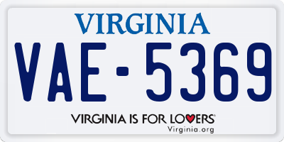 VA license plate VAE5369