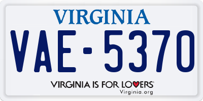 VA license plate VAE5370