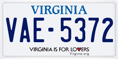 VA license plate VAE5372