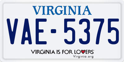 VA license plate VAE5375