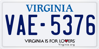 VA license plate VAE5376