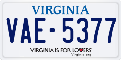 VA license plate VAE5377