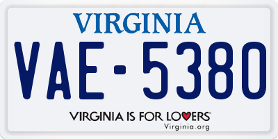 VA license plate VAE5380