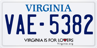 VA license plate VAE5382