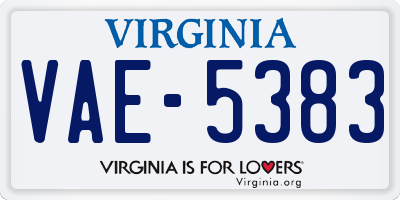VA license plate VAE5383