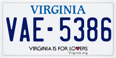 VA license plate VAE5386