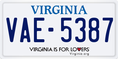 VA license plate VAE5387
