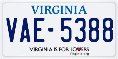 VA license plate VAE5388