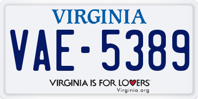 VA license plate VAE5389