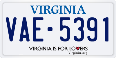 VA license plate VAE5391